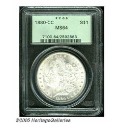 1880-CC S$1 MS64 PCGS. Brilliant and attractive w