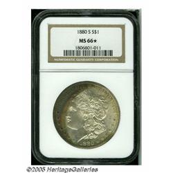 1880-S S$1 MS66 S NGC. Highly lustrous with and n