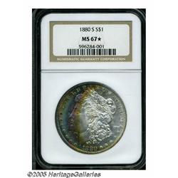 1880-S S$1 MS67 S NGC. Large S. Bands of vivid ru