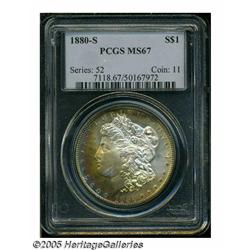 1880-S S$1 MS67 PCGS. Medium S. The surfaces are 