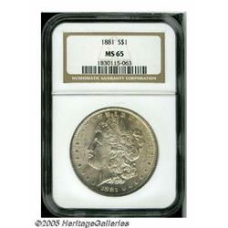 1881 S$1 MS65 NGC. Wisps of light tan patina visi