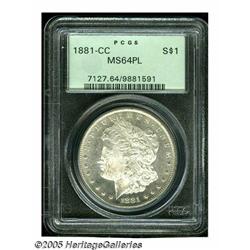 1881-CC S$1 MS64 Prooflike PCGS. A sharply struck