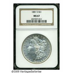 1881-S S$1 MS67 NGC. A Superb Gem with satiny whi