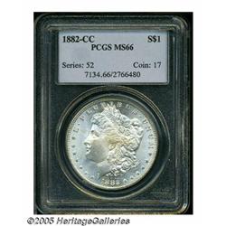 1882-CC S$1 MS66 PCGS. Sharply detailed with scin
