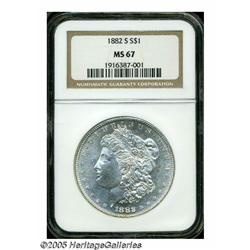 1882-S S$1 MS67 NGC. Fully struck with flashy, si
