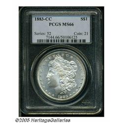 1883-CC S$1 MS66 PCGS. This semi-prooflike Premiu