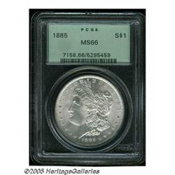 1885 S$1 MS66 PCGS. The luster is satiny and the 