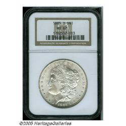 1885-O S$1 MS67 NGC. Silver-gray surfaces dispens