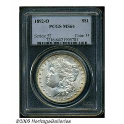 1892-O S$1 MS64 PCGS. Fully brilliant with frosty