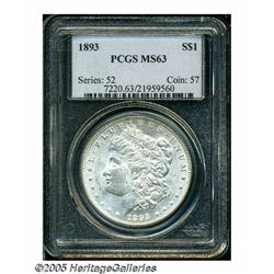 1893 S$1 MS63 PCGS. Brilliant and sharply struck 