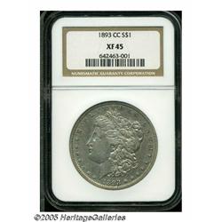 1893-CC S$1 XF45 NGC. An attractive medium golden
