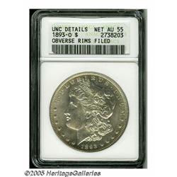 1893-O S$1 --Obverse Rims Filed--ANACS. Unc Detai