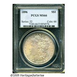 1896 S$1 MS66 PCGS. Pastel orange, lavender and v