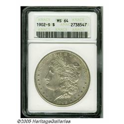 1902-S S$1 MS64 ANACS. Light golden-brown and pea