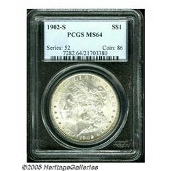 1902-S S$1 MS64 PCGS. Medium golden-gray color gr