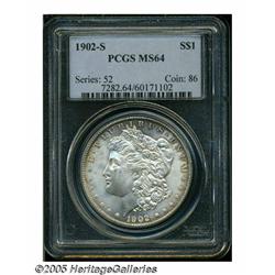 1902-S S$1 MS64 PCGS. Mostly brilliant with light