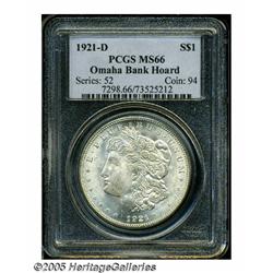 1921-D S$1 MS66 PCGS. Ex: Omaha Bank Hoard. Well 