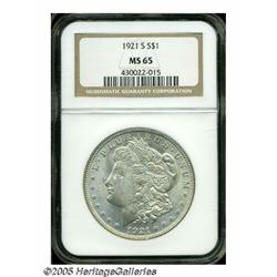 1921-S S$1 MS65 NGC. Well struck and lightly, eve