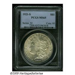1921-S S$1 MS65 PCGS. Frosty and lustrous with pa