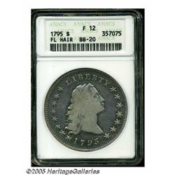 1795 S$1 Flowing Hair, Two Leaves Fine 12 ANACS. 
