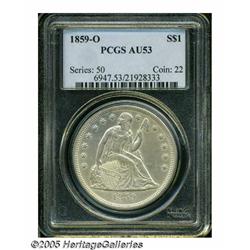 1859-O S$1 AU53 PCGS. Lightly toned in chestnut c