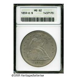 1859-O S$1 MS62 ANACS. Pastel pearl-gray, honey, 