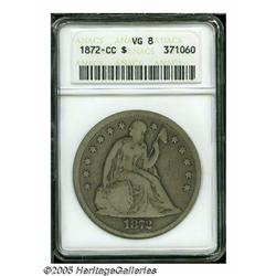 1872-CC S$1 VG8 ANACS. A stone-gray example with 