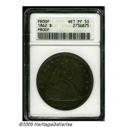 1862 S$1 --Cleaned--ANACS. Net PR50. The ANACS ho