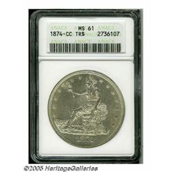 1874-CC T$1 MS61 ANACS. Very well struck in all a