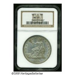 1875-S T$1 MS61 NGC. Type One Reverse. Delicately