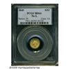 Image 3 : 1849 G$1 No L MS65 NGC. Small head. A Gem example