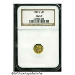 1849-O G$1 MS61 NGC. Lustrous and attractive with