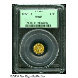1851-O G$1 MS61 PCGS. This bright lemon-gold Mint