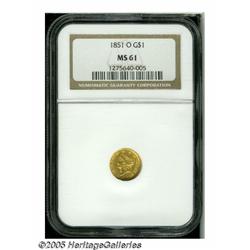 1851-O G$1 MS61 NGC. A pleasing example with fros