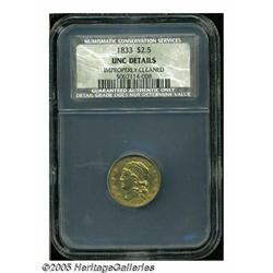 1833 $2 1/2 Unc Details, Improperly Cleaned, NCS.