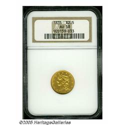 1835 $2 1/2 AU58 NGC. McCloskey-1, R.2. Wide AM i