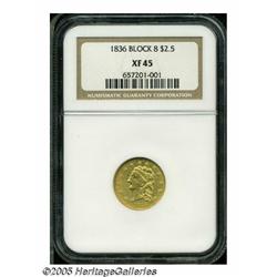 1836 $2 1/2 Block 8 XF45 NGC. McCloskey-C Head of