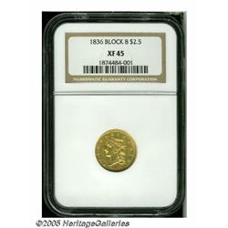 1836 $2 1/2 Block 8 XF45 NGC. McCloskey-C, Head o