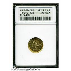 1843-D $2 1/2 Small D--Cleaned--ANACS. AU Details