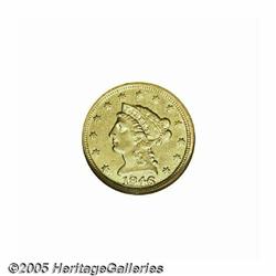 1846-C $2 1/2 AU55 NGC. Variety 7-F. Doug Winter 