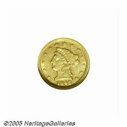 1846-D $2 1/2 AU55 NGC. Variety 7-K. Easily ident