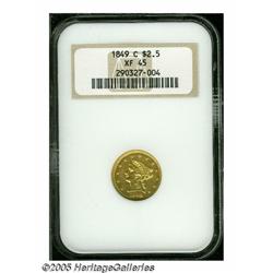 1849-C $2 1/2 XF45 NGC. Variety 11-G. A straw-gol