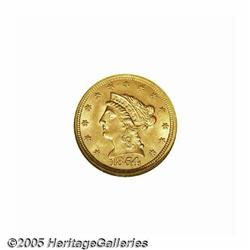 1854 $2 1/2 MS63 NGC. Sharply defined, except on 