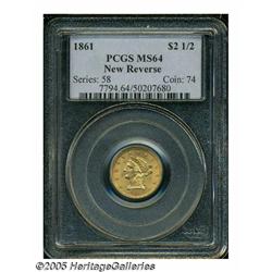 1861 $2 1/2 New Reverse, Type Two MS64 PCGS. Glow