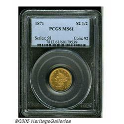 1871 $2 1/2 MS61 PCGS. Sharply struck and highly 