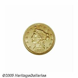 1881 $2 1/2 AU55 NGC. A rare date in the Liberty 