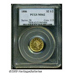 1886 $2 1/2 MS62 PCGS. Well struck and lustrous, 