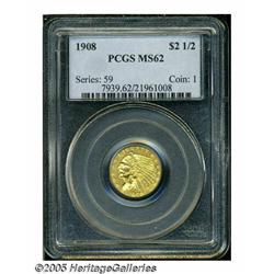 1908 $2 1/2 MS62 PCGS. A gorgeous example with br
