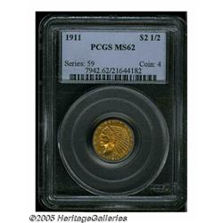 1911 $2 1/2 MS62 PCGS. With a mintage of 704,000 