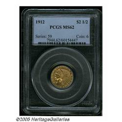 1912 $2 1/2 MS62 PCGS. This 1912 quarter eagle ha